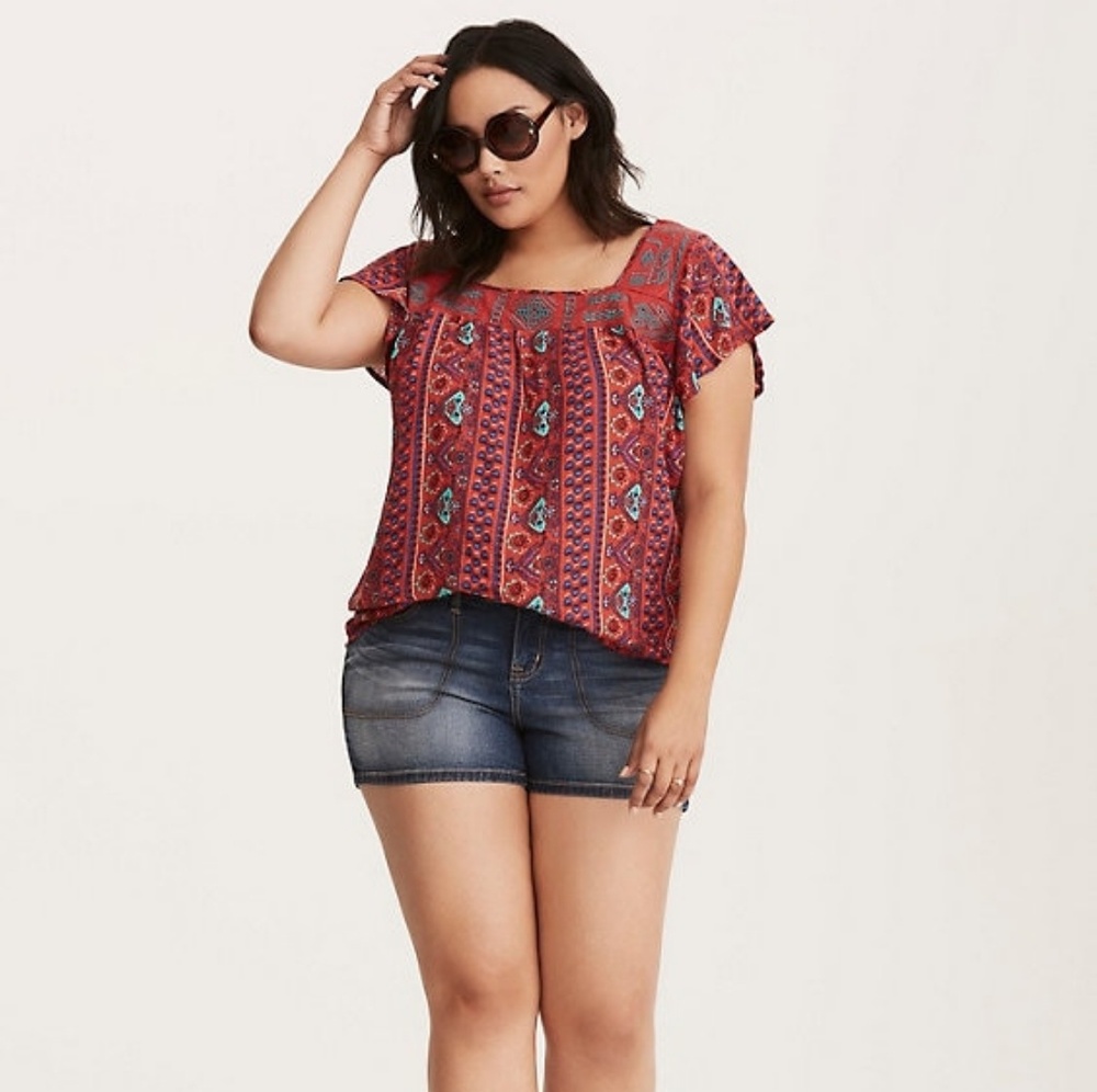 🌞TORRID AZTEC PRINT GAUZE BLOUSE